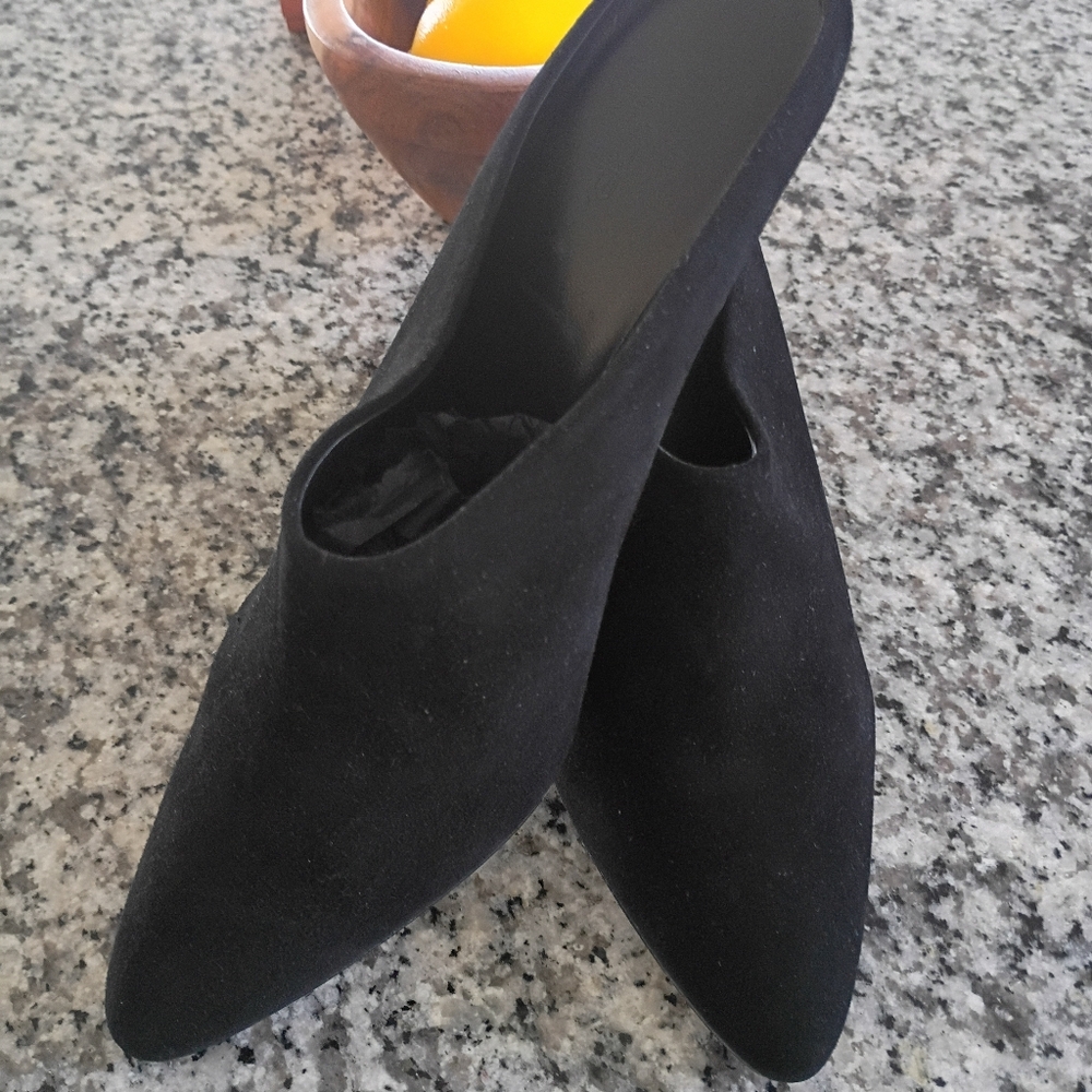 Black Suede/Leather Vince Emberly Slip On Mules Size 9